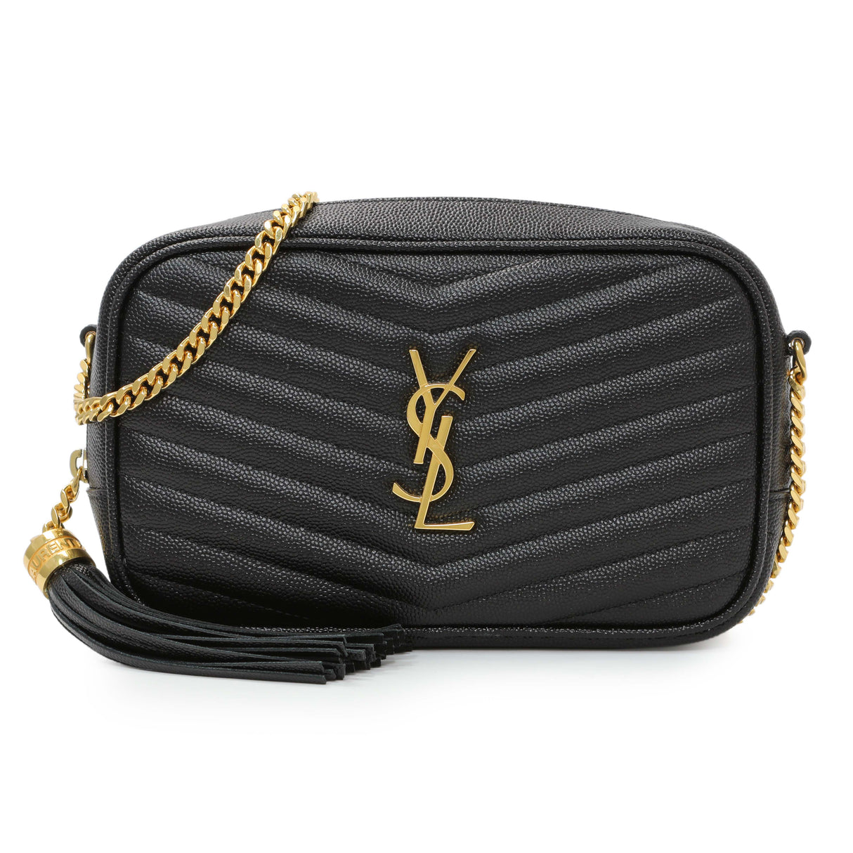 Saint Laurent Black Grain De Poudre Matelasse Monogram Mini Lou Camera Bag Handbags Saint Laurent