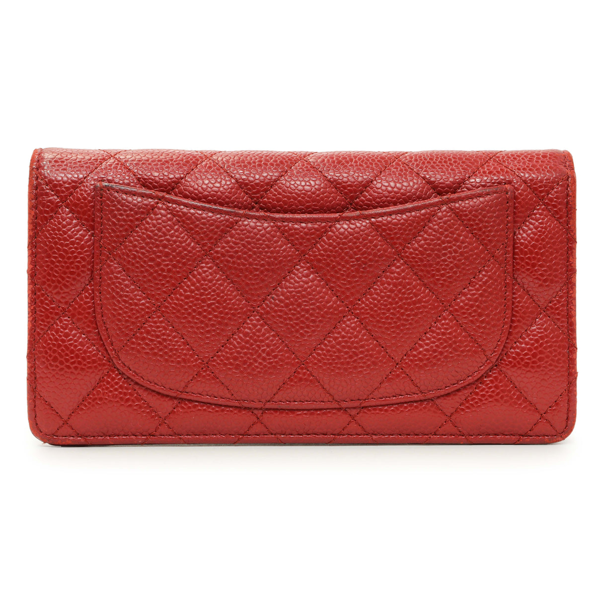 Chanel Red Quilted Caviar Yen Wallet Accessories Chanel