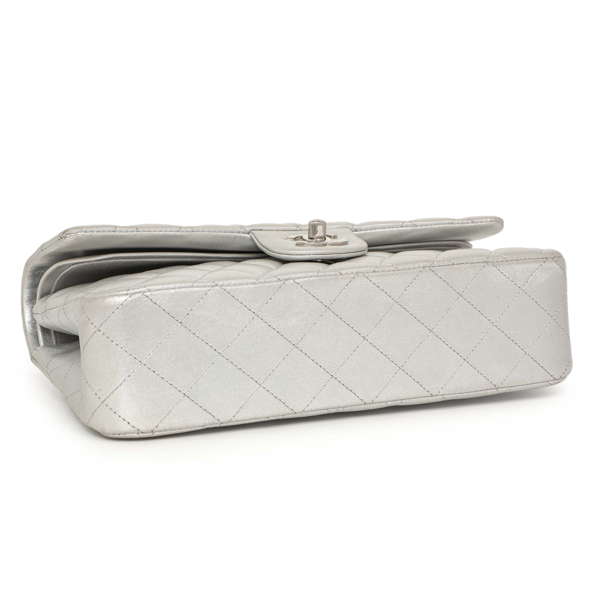 Chanel Silver Quilted Calfskin Medium Classic Double Flap Handbags Chanel