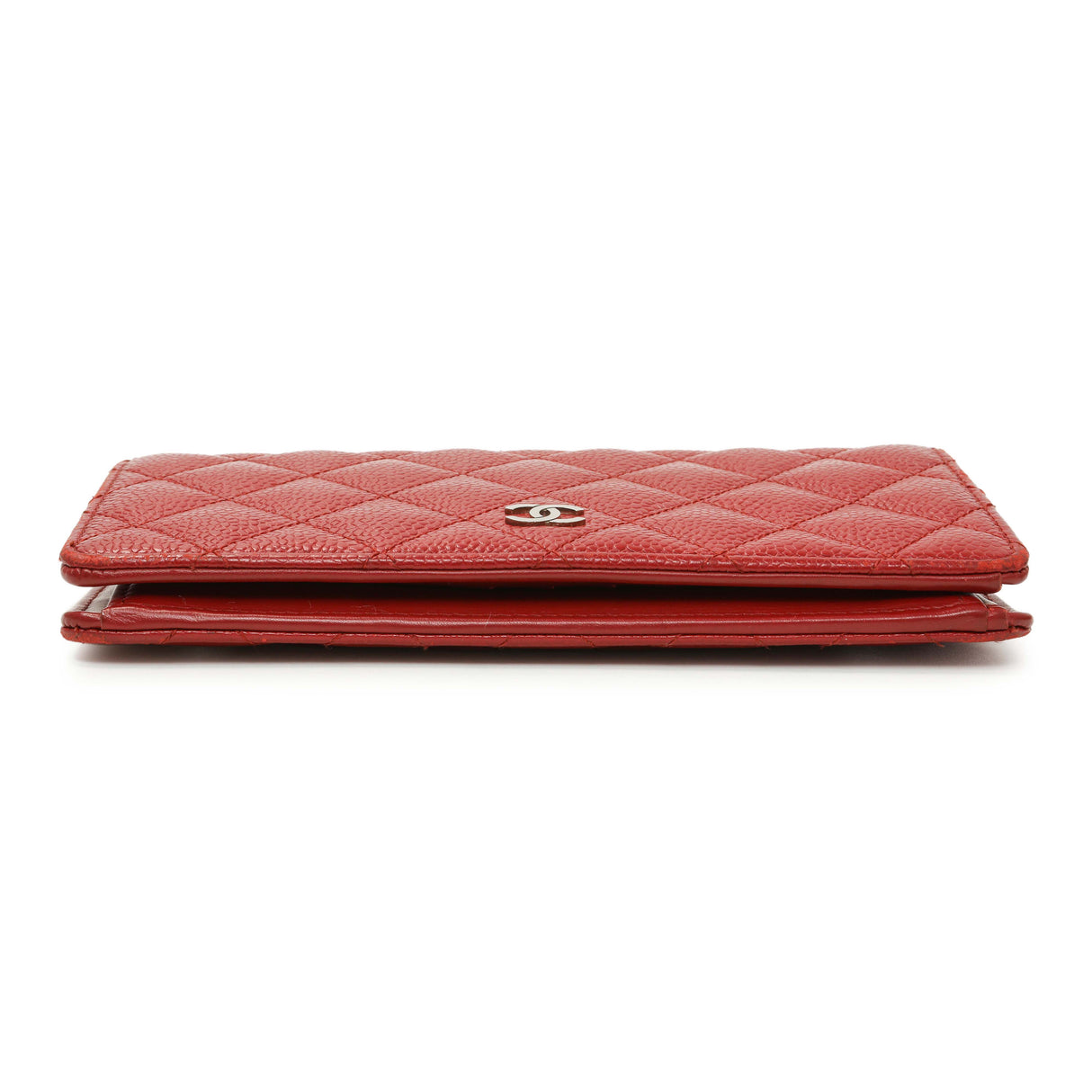 Chanel Red Quilted Caviar Yen Wallet Accessories Chanel