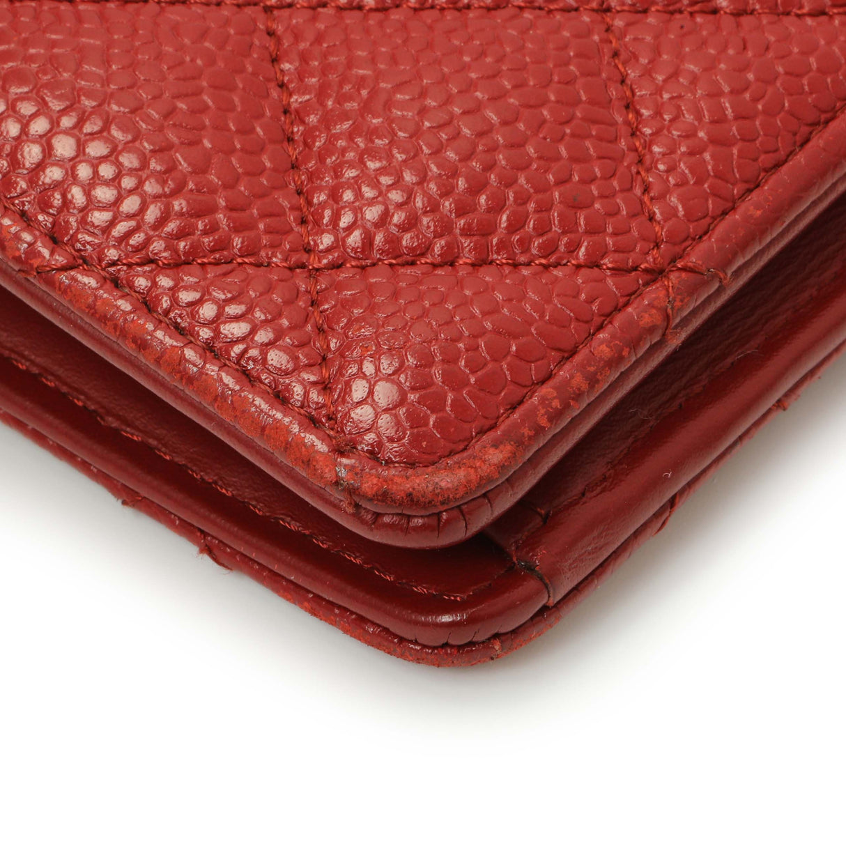 Chanel Red Quilted Caviar Yen Wallet Accessories Chanel