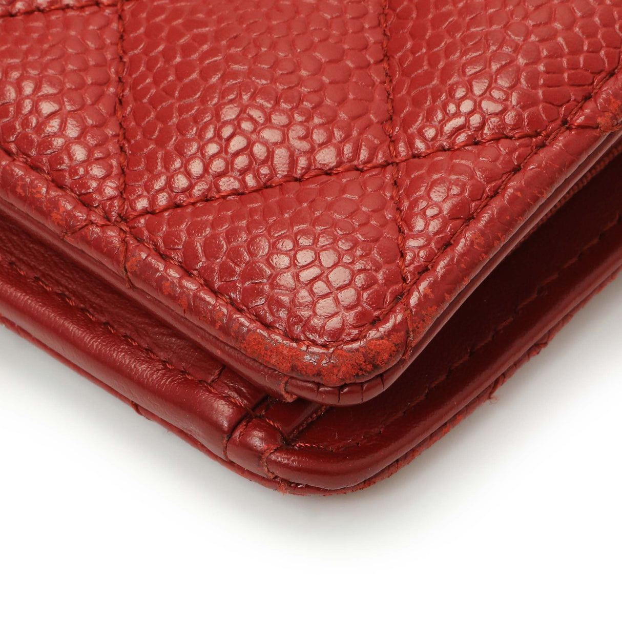 Chanel Red Quilted Caviar Yen Wallet Accessories Chanel