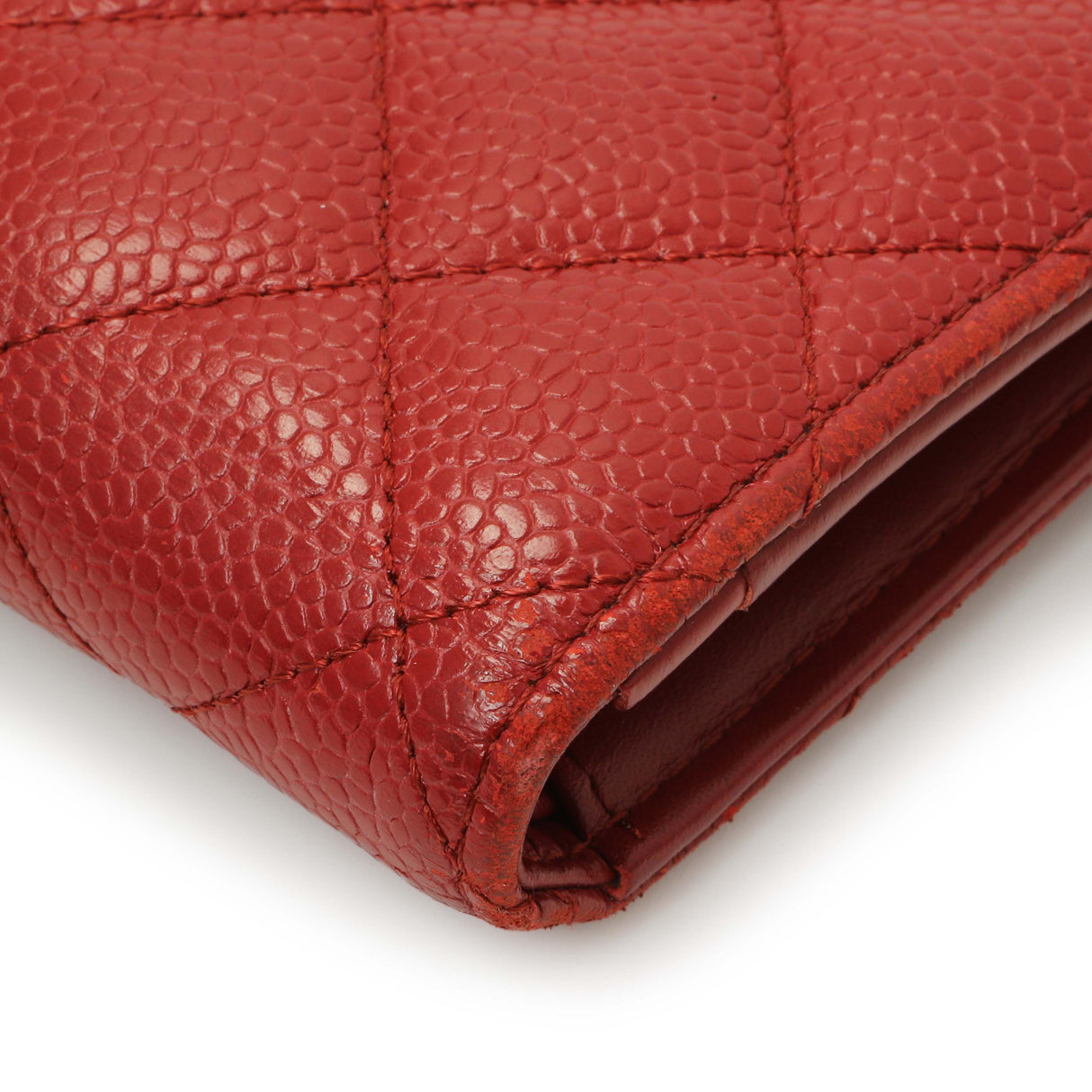 Chanel Red Quilted Caviar Yen Wallet Accessories Chanel