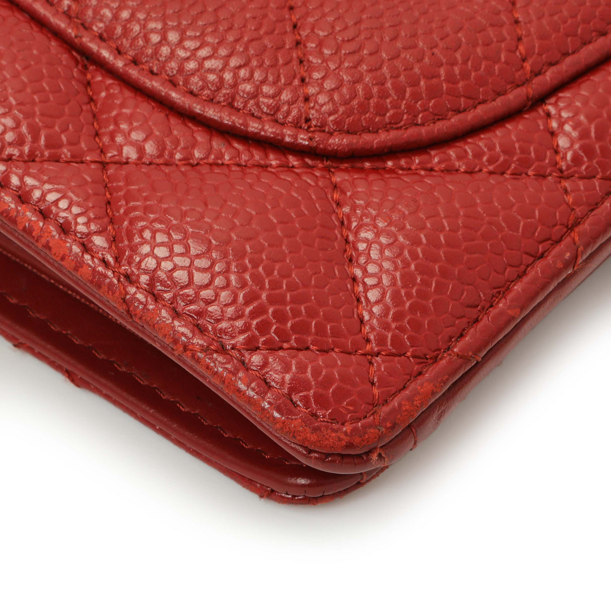 Chanel Red Quilted Caviar Yen Wallet Accessories Chanel