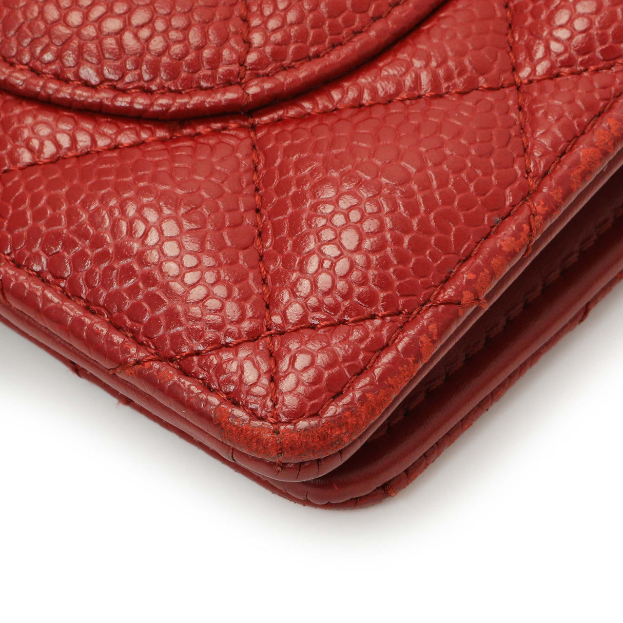 Chanel Red Quilted Caviar Yen Wallet Accessories Chanel