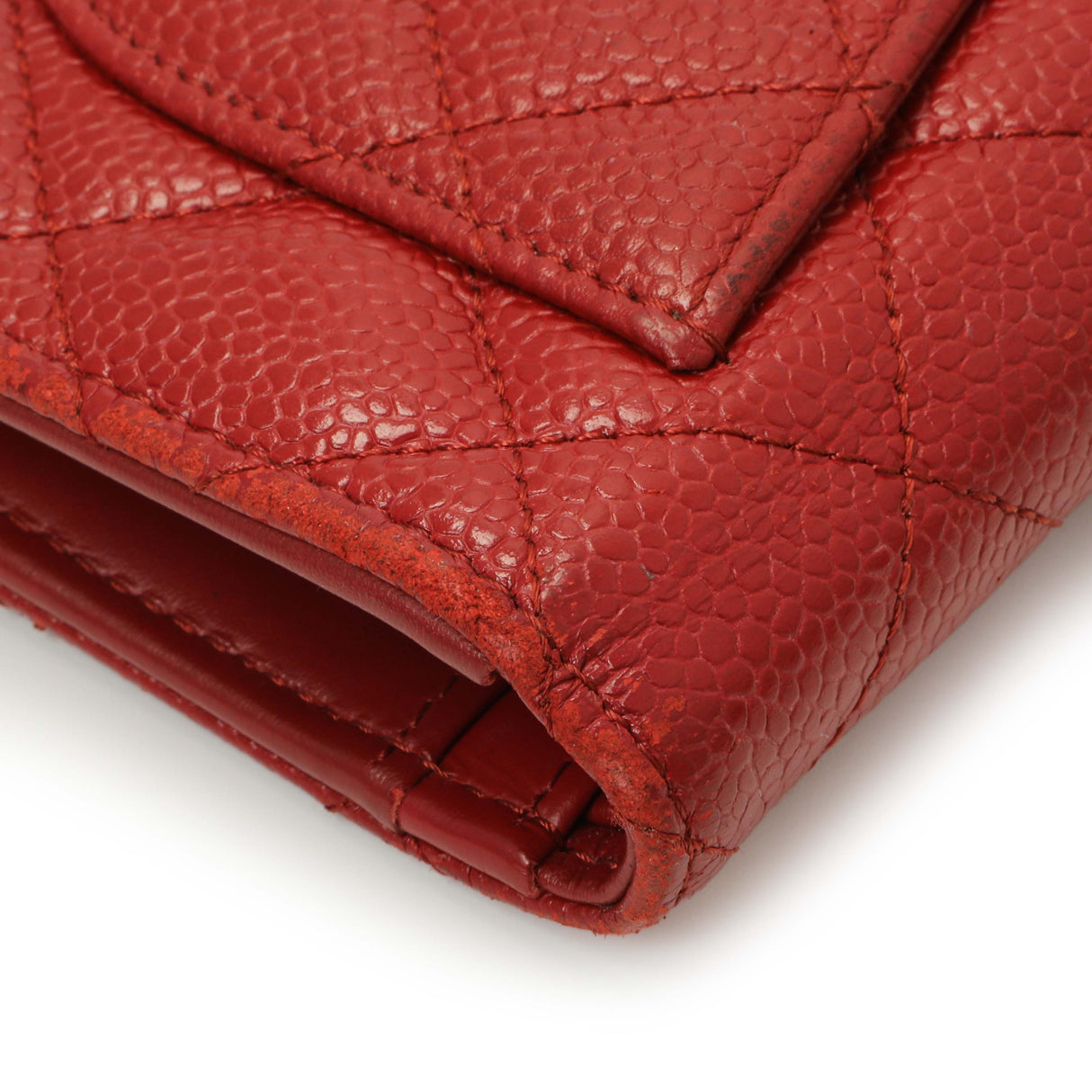 Chanel Red Quilted Caviar Yen Wallet Accessories Chanel