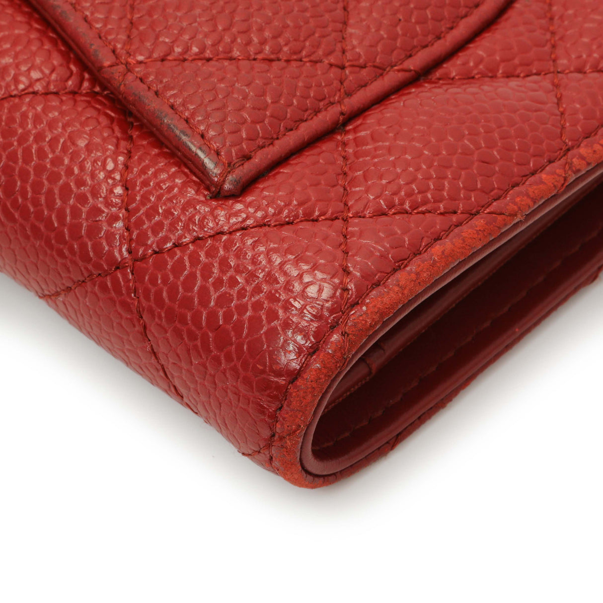 Chanel Red Quilted Caviar Yen Wallet Accessories Chanel