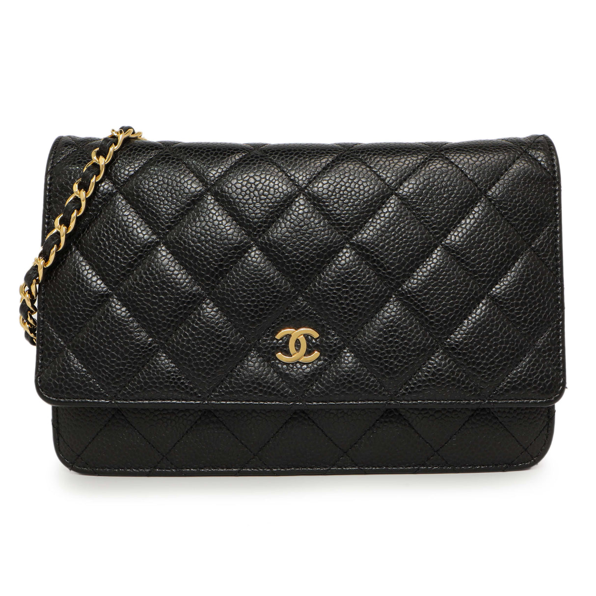 Chanel Black Quilted Caviar Classic Wallet on Chain WOC Handbags Chanel