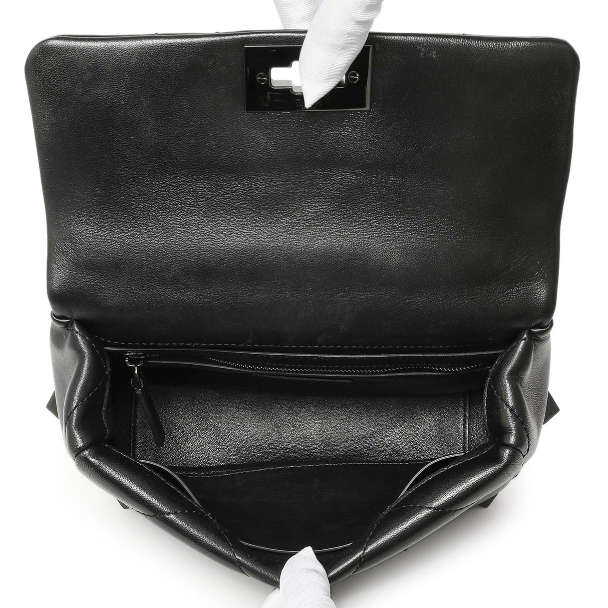 Valentino Black Nappa Monochrome Medium Roman Stud Shoulder Bag Handbags Valentino