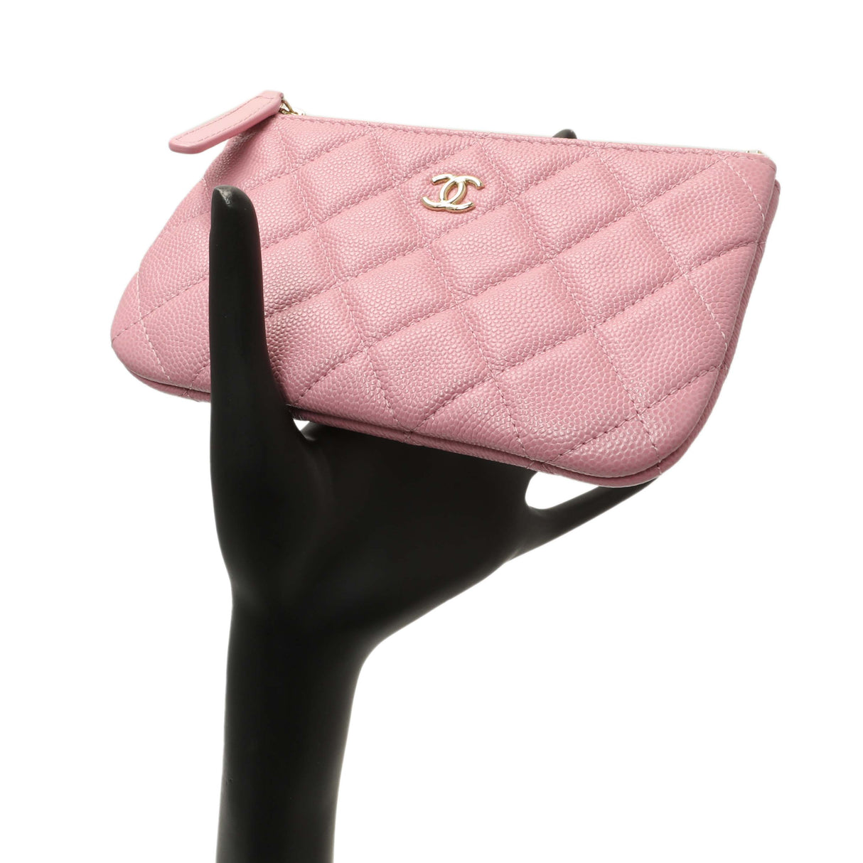 Chanel Pink Quilted Caviar Small Cosmetic Case Accessories Chanel