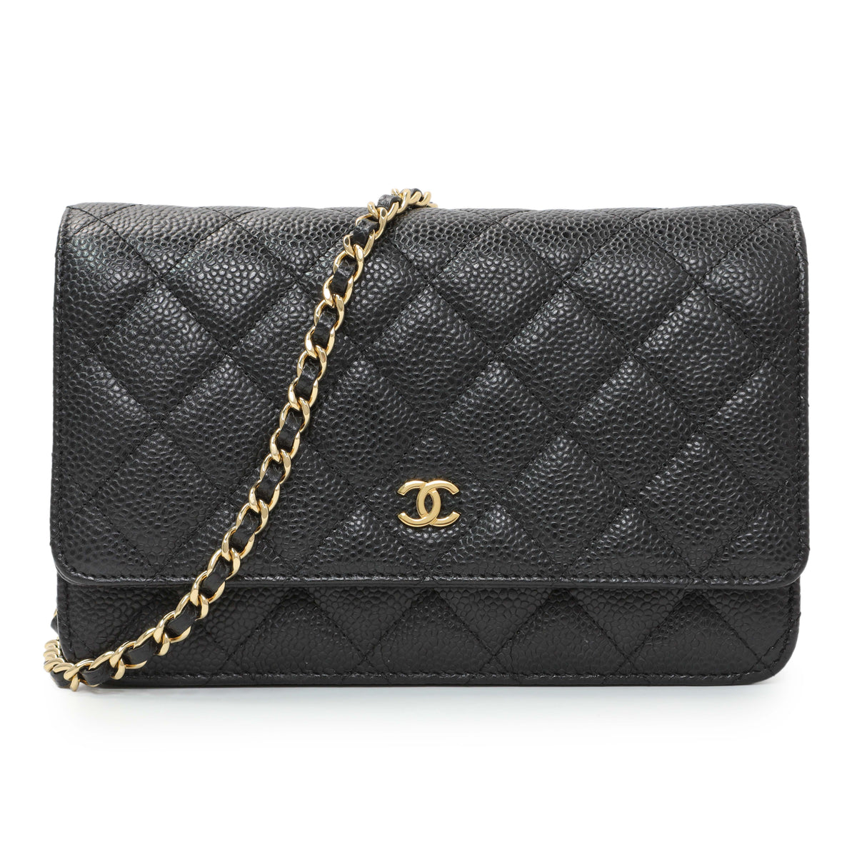 Chanel Black Caviar Quilted Wallet on Chain