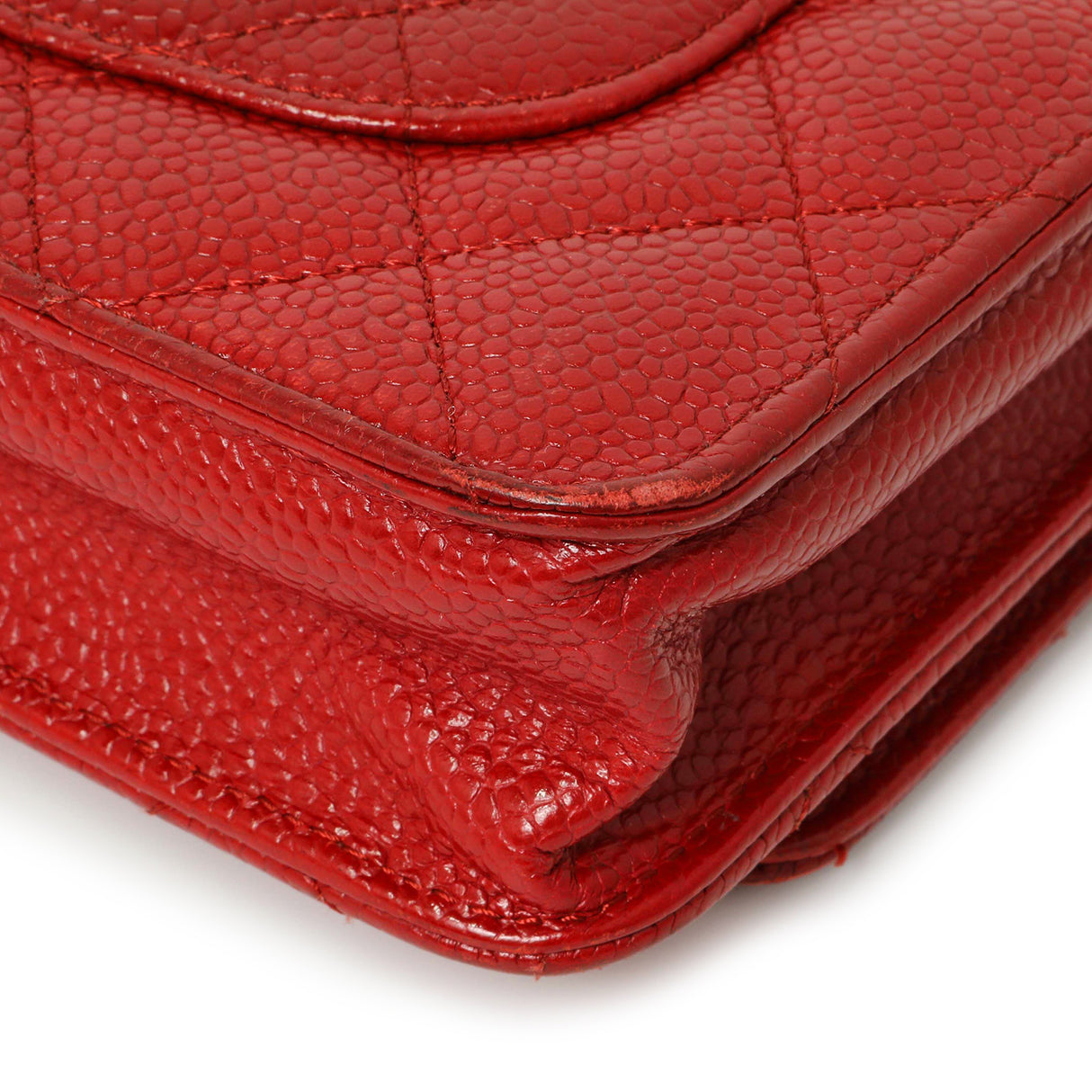 Chanel Red Quilted Caviar Classic Wallet on Chain WOC Handbags Chanel