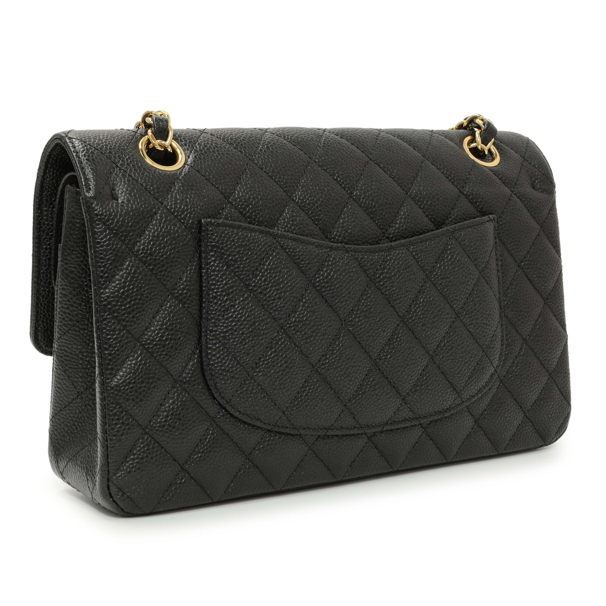 Chanel Black Quilted Caviar Medium Classic Double Flap Handbags Chanel