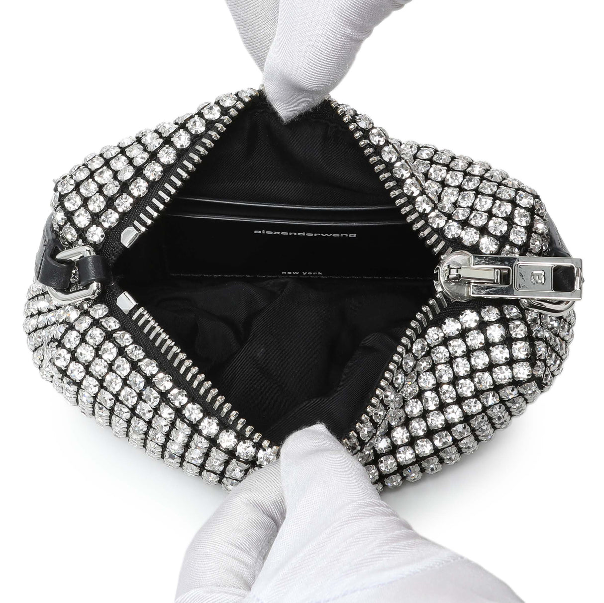 Alexander Wang Black Silver Mesh Crystal Rhinestone Mini Heiress Pouch Handbags Alexander Wang