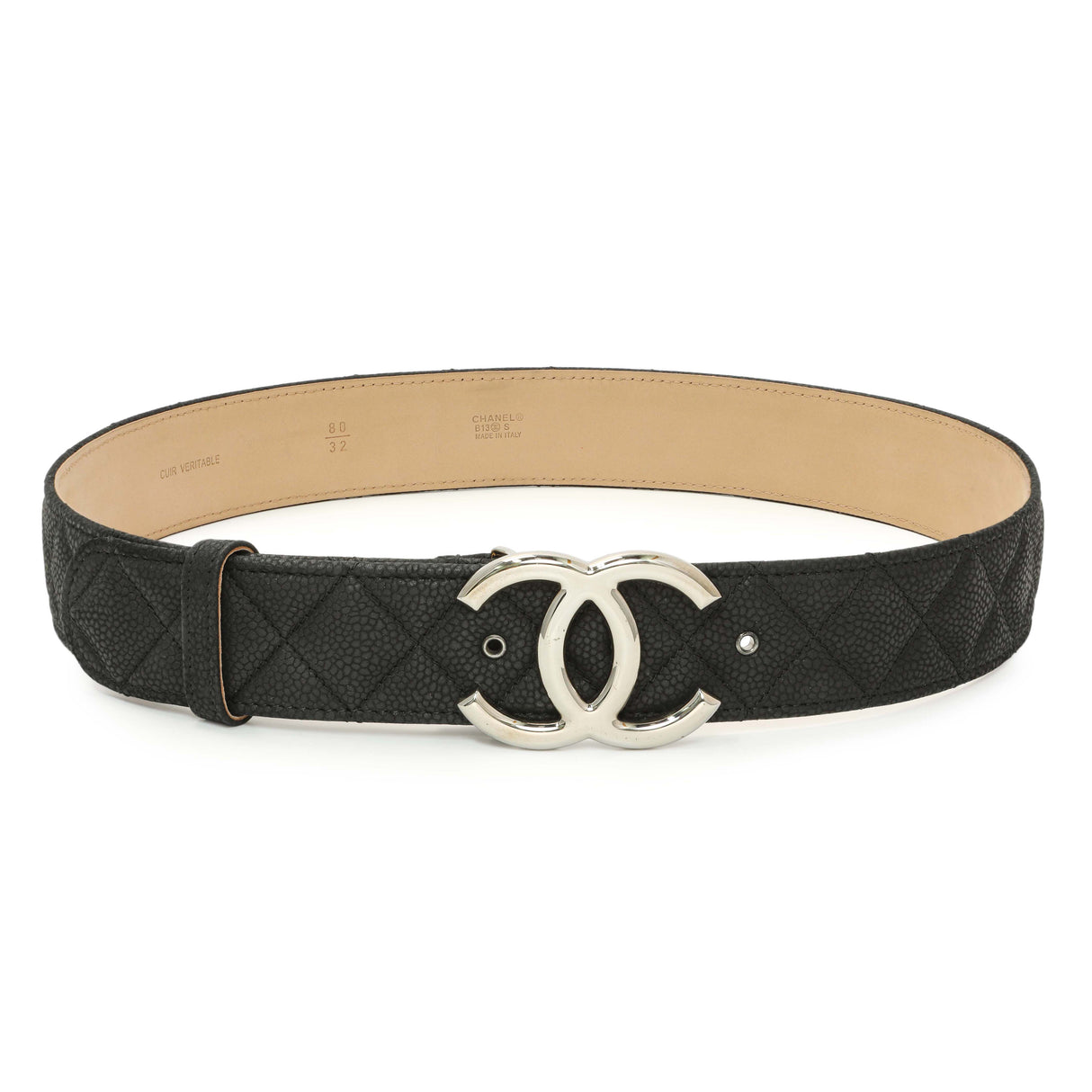 Chanel Black Quilted Caviar CC Belt Accessories Chanel