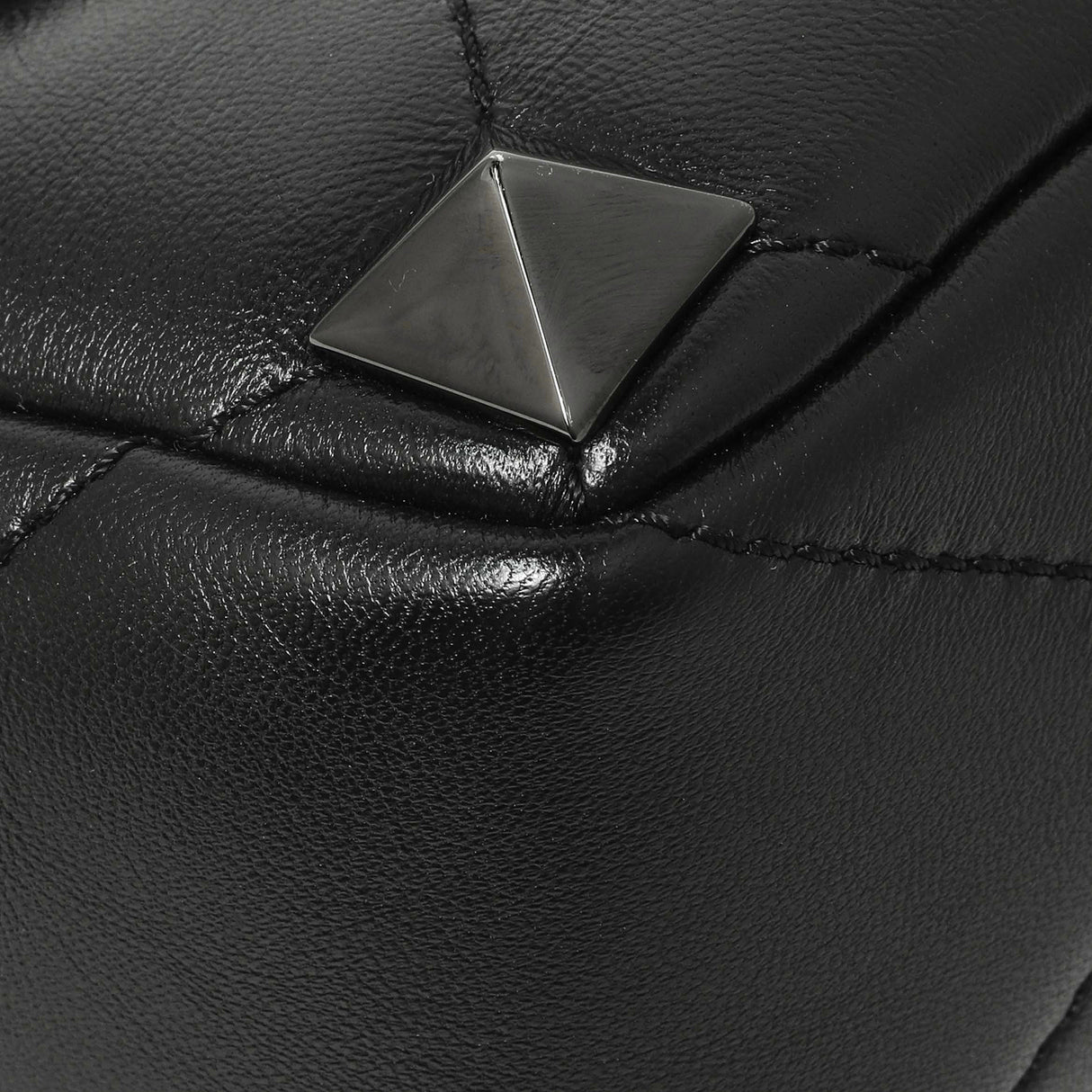 Valentino Black Nappa Monochrome Medium Roman Stud Shoulder Bag Handbags Valentino