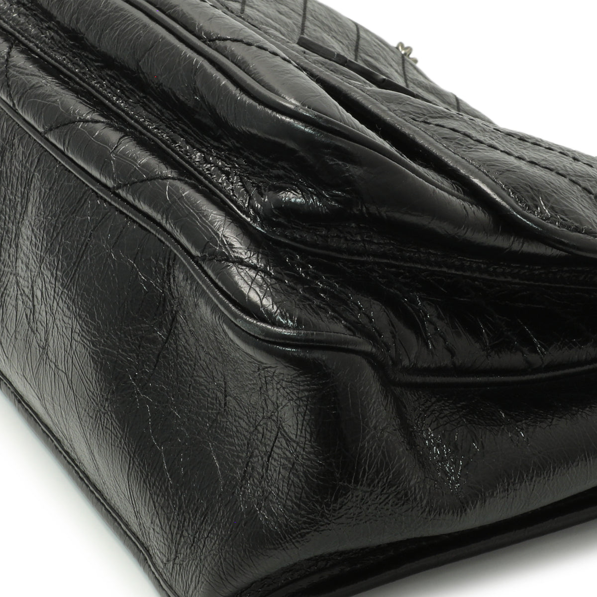 Saint Laurent Black Crinkled Calfskin Matelasse Monogram Large Niki Chain Satchel Handbags Saint Laurent