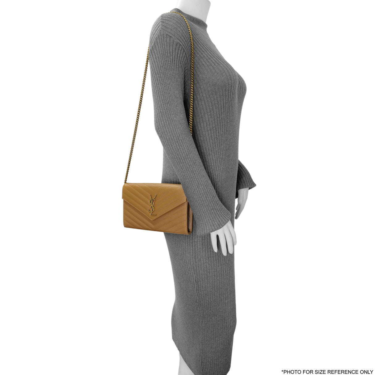 Saint Laurent Dune Grain De Poudre Matelasse Chevron Monogram Chain Wallet Handbags Saint Laurent