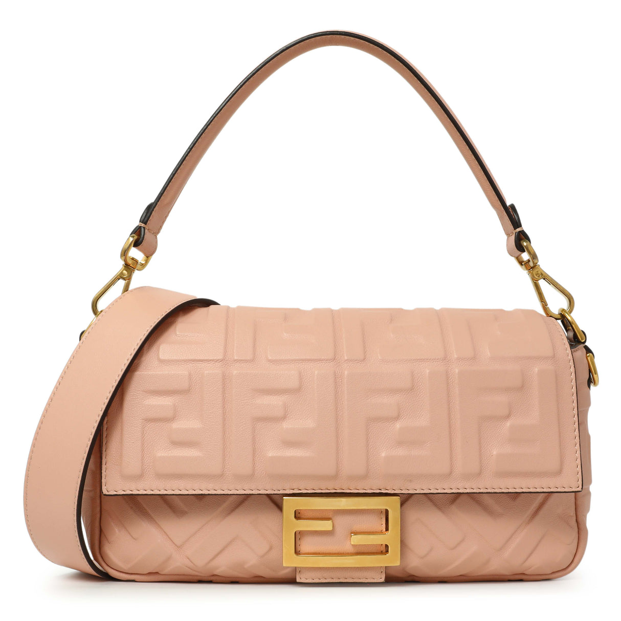 Fendi Rosa Bourbon Nappa FF 1974 Embossed Baguette Handbags Fendi