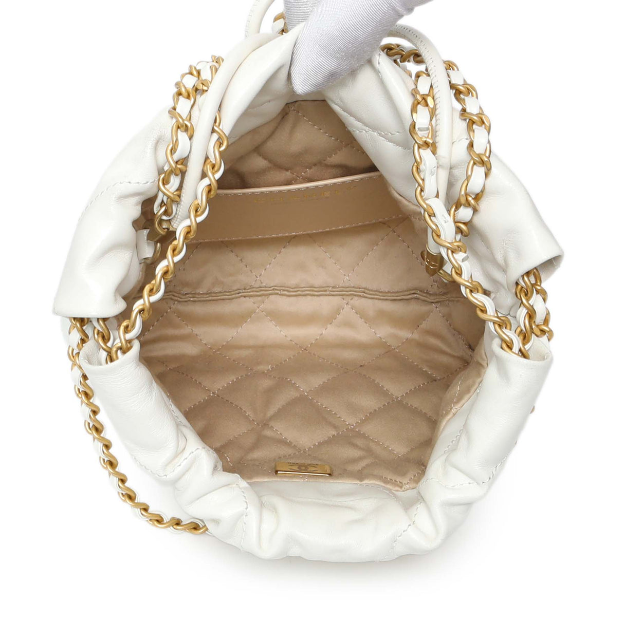 Chanel White Shiny Calfskin Quilted Mini Chanel 22