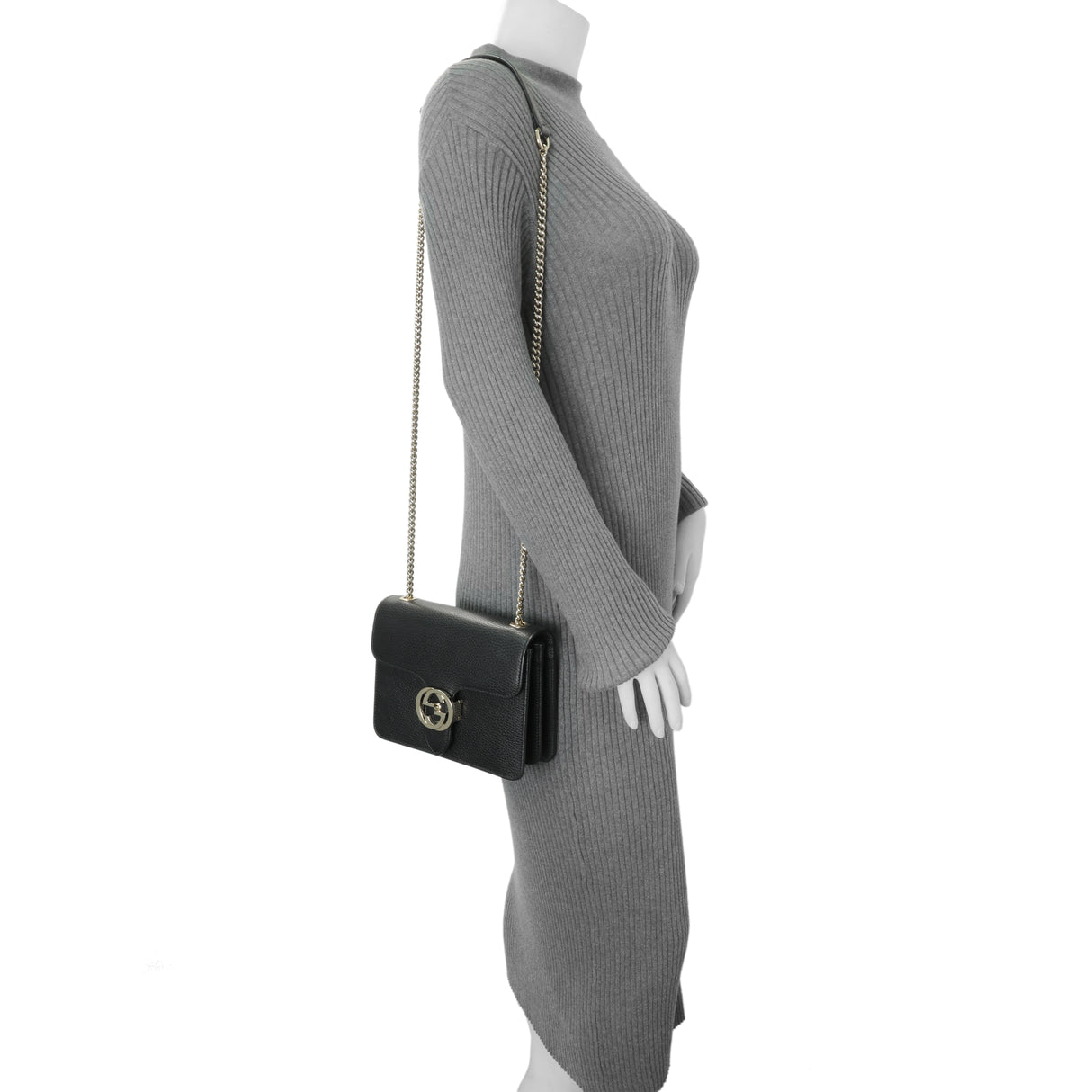 Gucci Black Dollar Calfskin Small Interlocking G Shoulder Bag Handbags Gucci