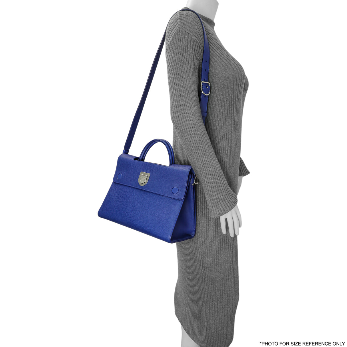 Christian Dior Blue Bullcalf Medium Diorever Flap Handbags Christian Dior