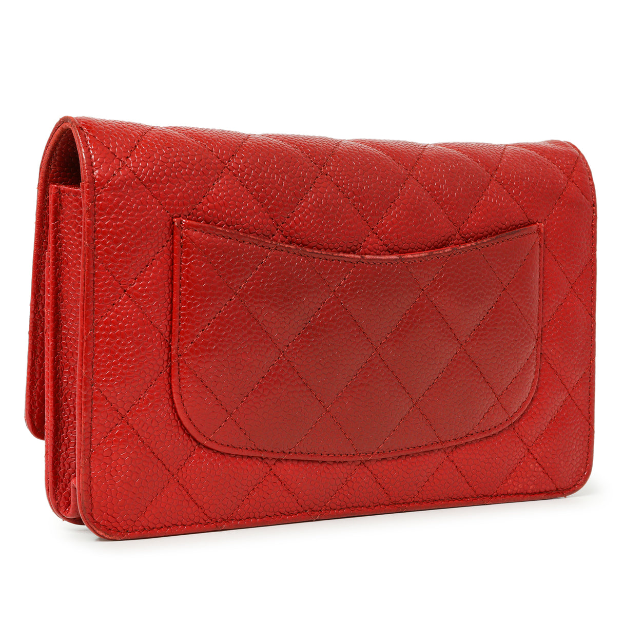 Chanel Red Quilted Caviar Classic Wallet on Chain WOC Handbags Chanel