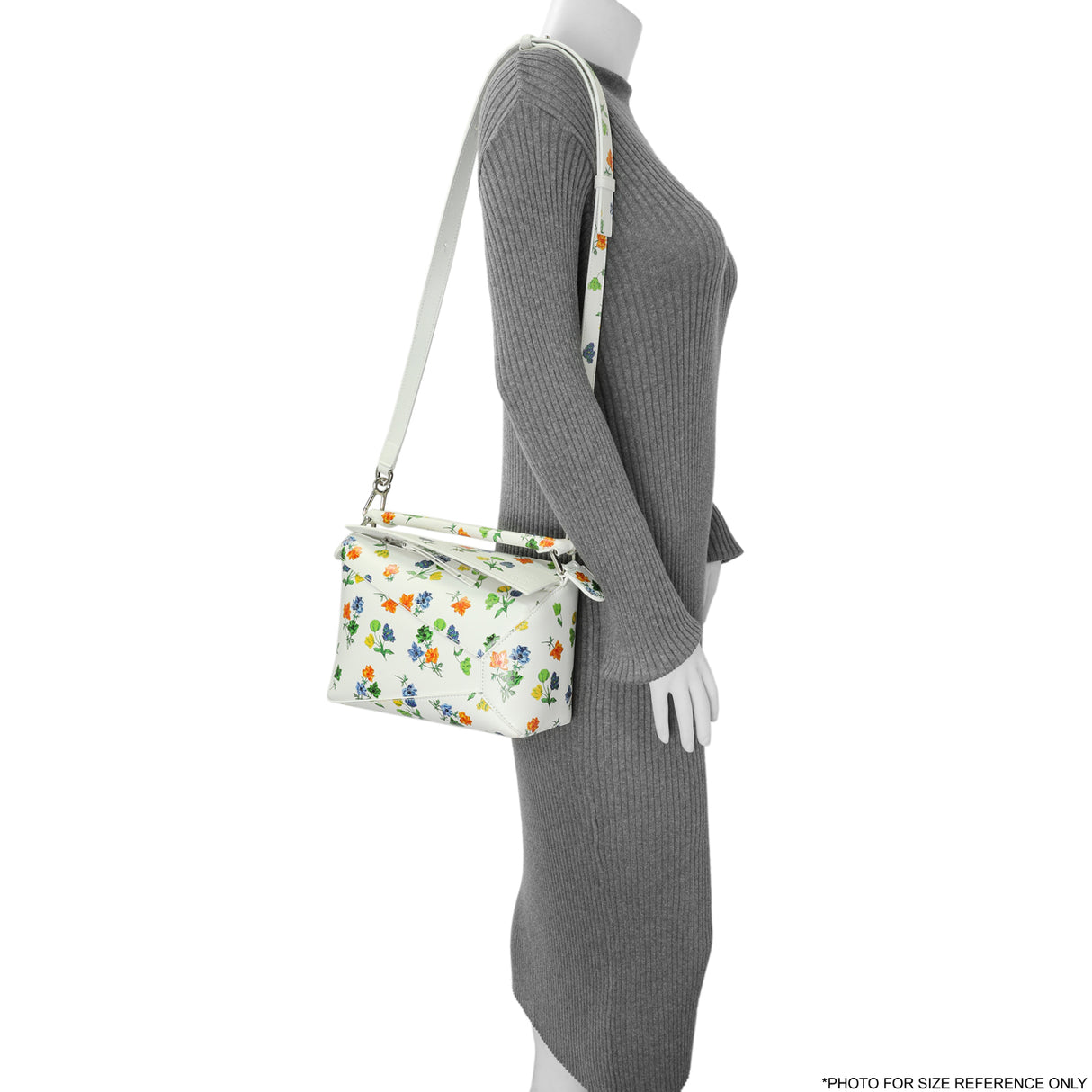 Loewe White Flower Print Calfskin Small Puzzle Edge Bag Handbags Loewe