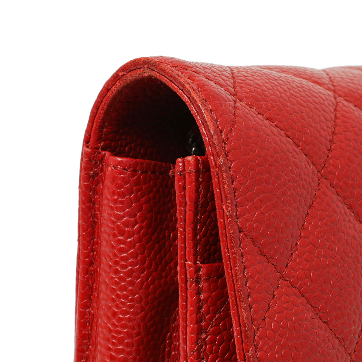 Chanel Red Quilted Caviar Classic Wallet on Chain WOC Handbags Chanel