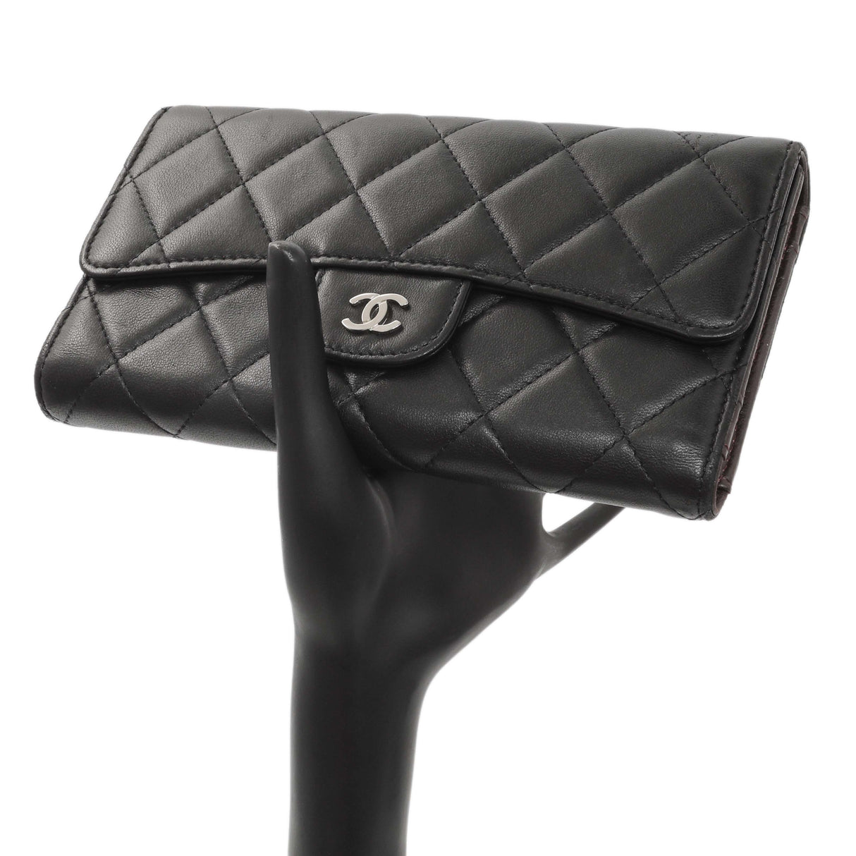 Chanel Lambskin Quilted Large Flap Wallet Black Accessories Chanel