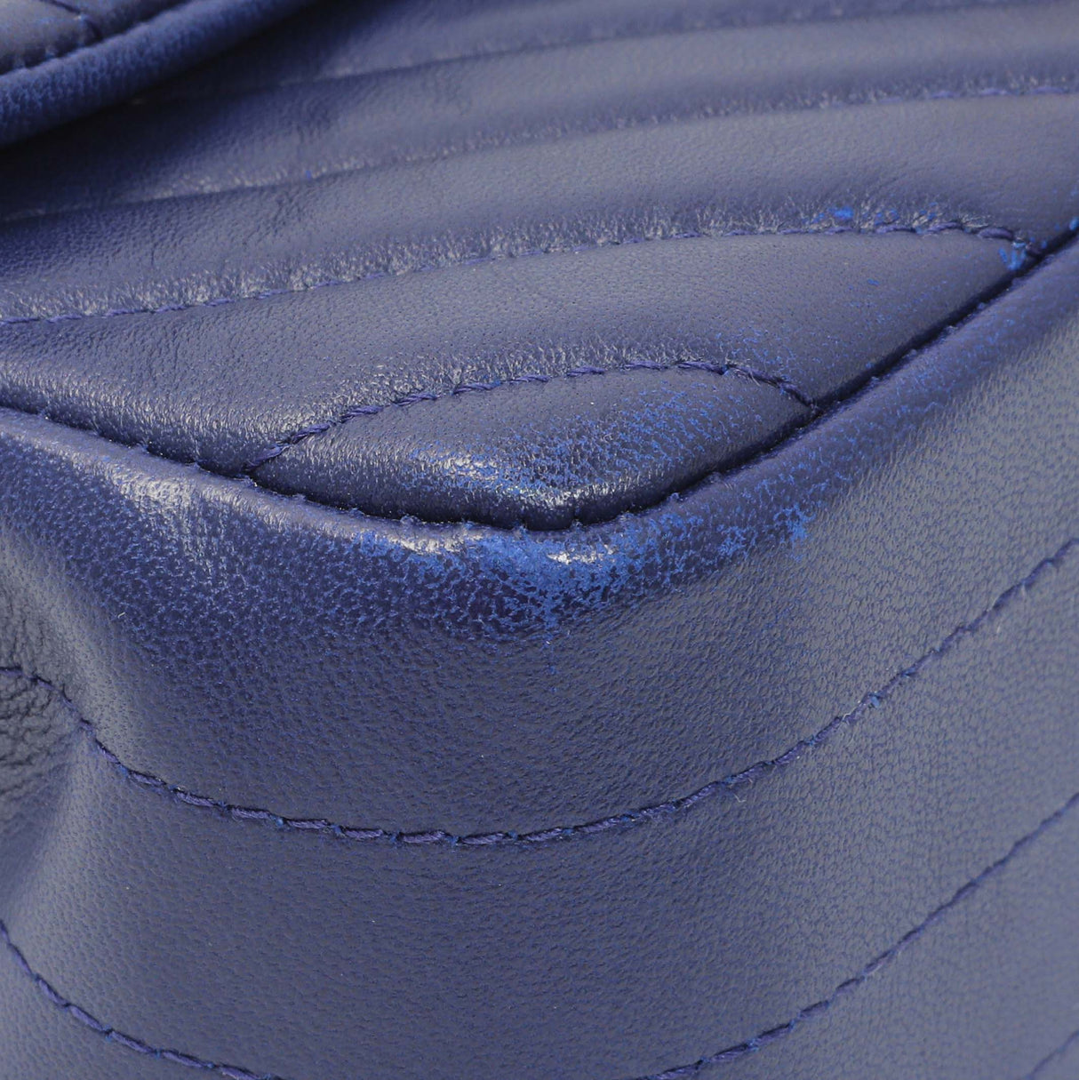 Chanel Blue Chevron Quilted Lambskin Mini Rectangular Flap Handbags Chanel