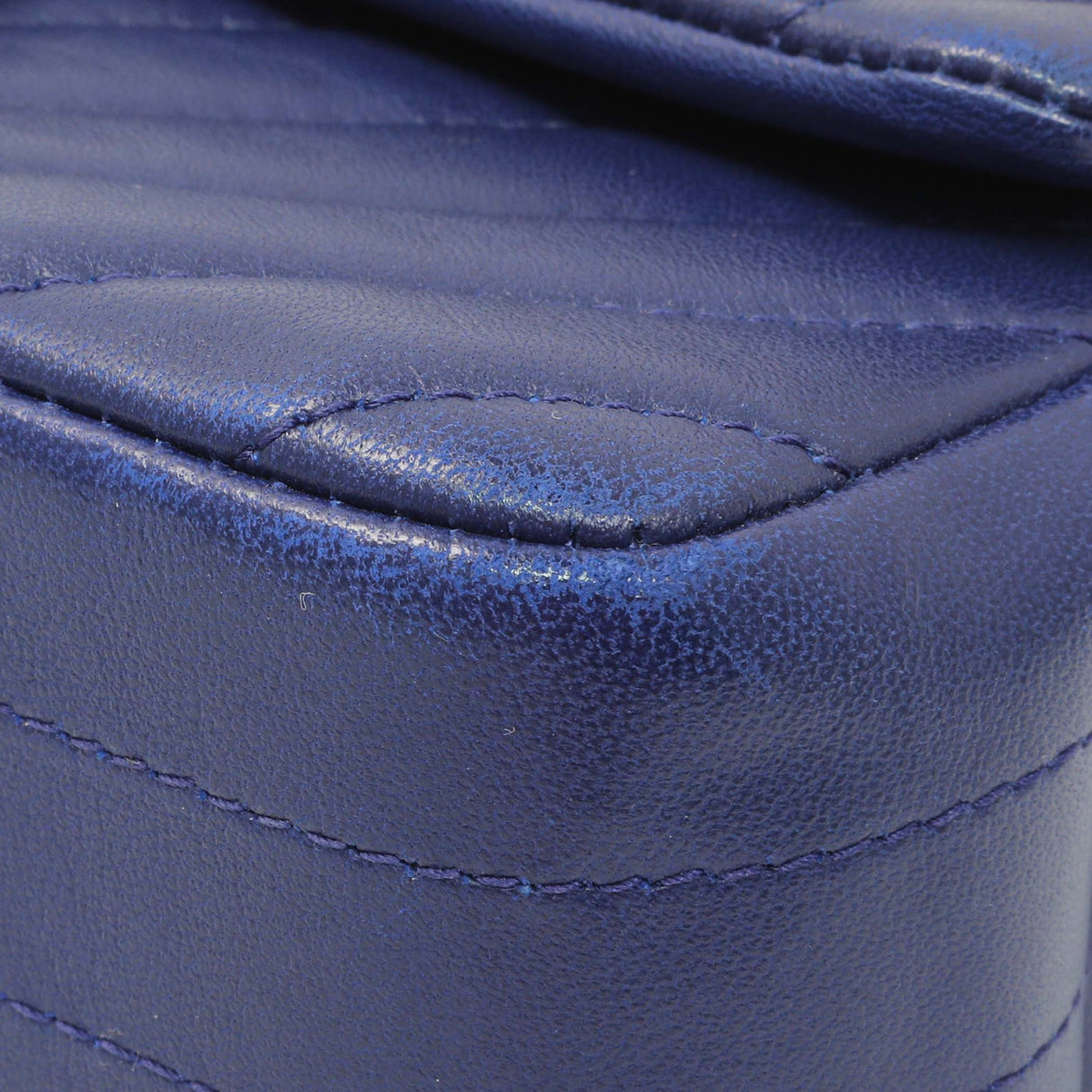 Chanel Blue Chevron Quilted Lambskin Mini Rectangular Flap Handbags Chanel