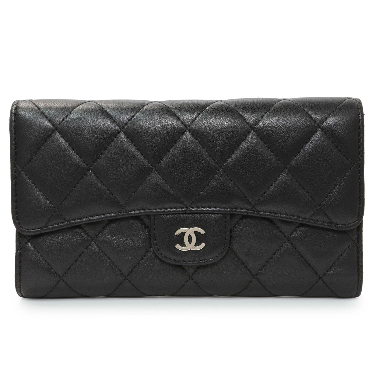 Chanel Lambskin Quilted Large Flap Wallet Black Accessories Chanel