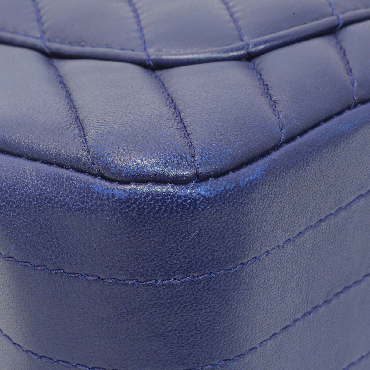 Chanel Blue Chevron Quilted Lambskin Mini Rectangular Flap Handbags Chanel
