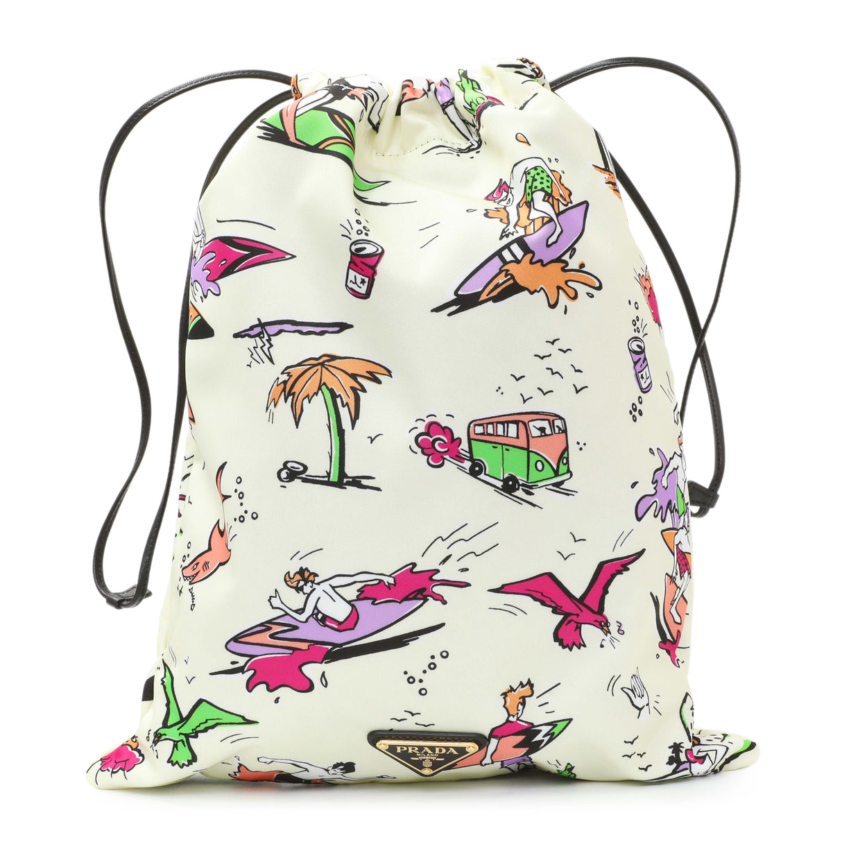 Prada Re Nylon Surf Print Wish Drawstring Pouch Handbags Prada
