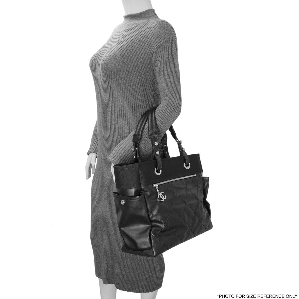 Chanel Black Coated Canvas Large Paris Biarritz Tote Handbags Chanel