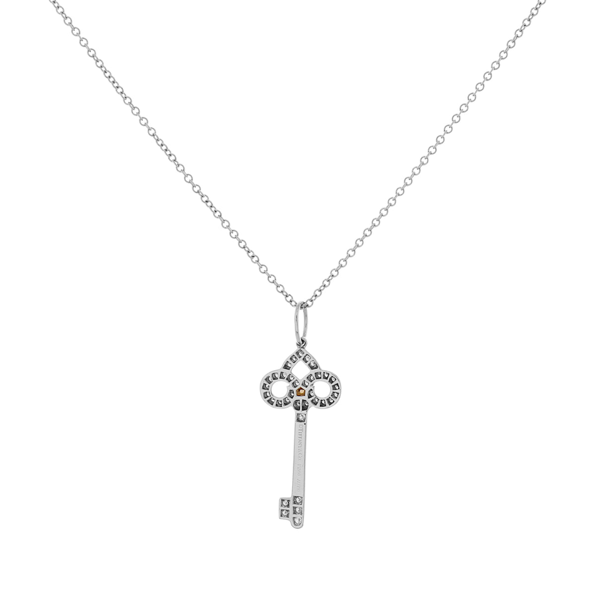 Tiffany & Co. Platinum 18K Rose Gold Pink Diamond Mini Fleur de Lis Key Designer Jewellery Tiffany and Co