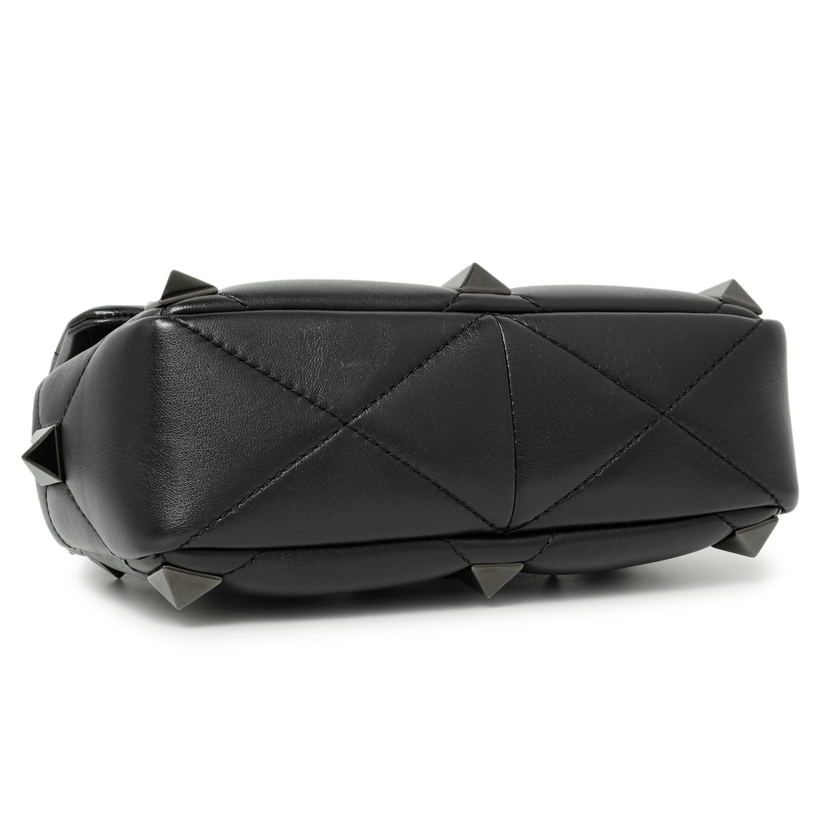 Valentino Black Nappa Monochrome Medium Roman Stud Shoulder Bag Handbags Valentino