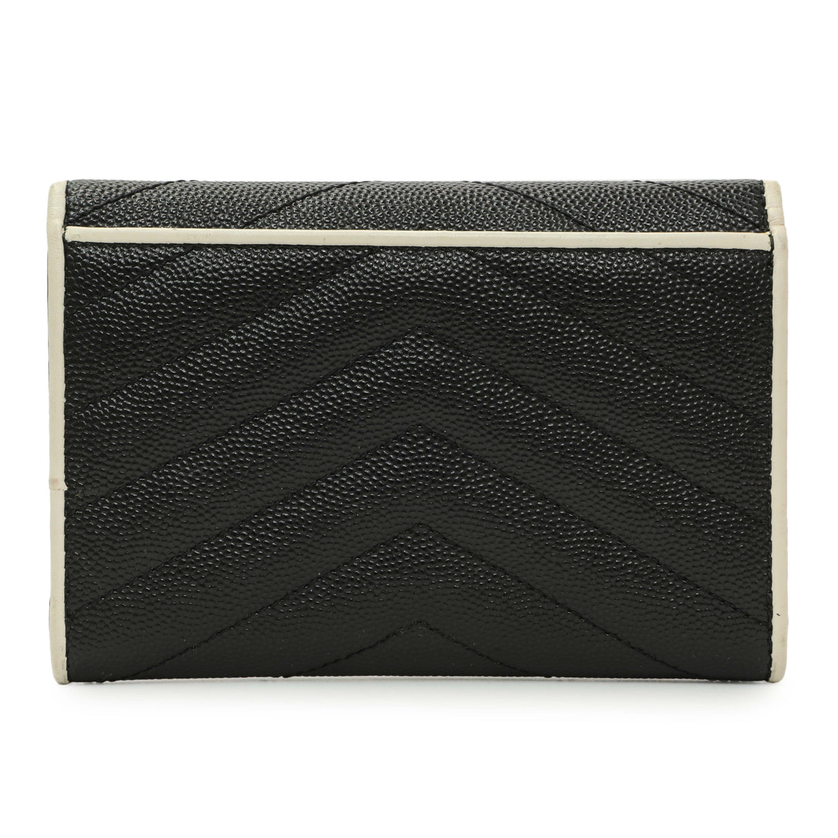 Saint Laurent Black Grain De Poudre Matelasse Chevron Monogram Envelope Wallet Accessories Saint Laurent