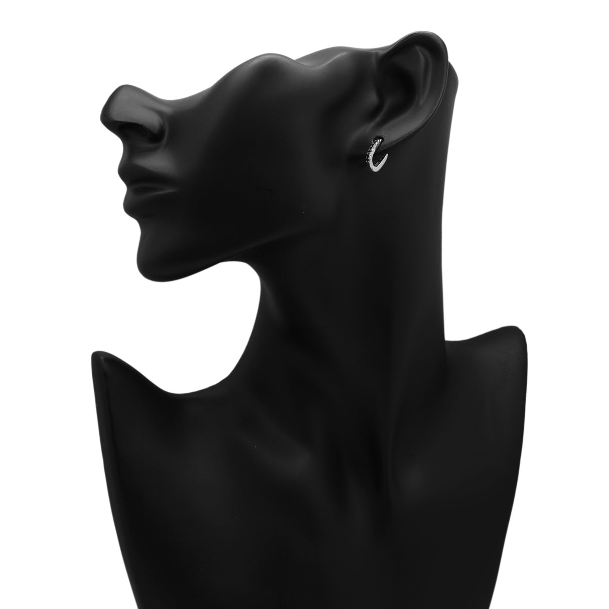 18K White Gold Black Diamond Huggie Earrings Fine Jewellery Modaselle