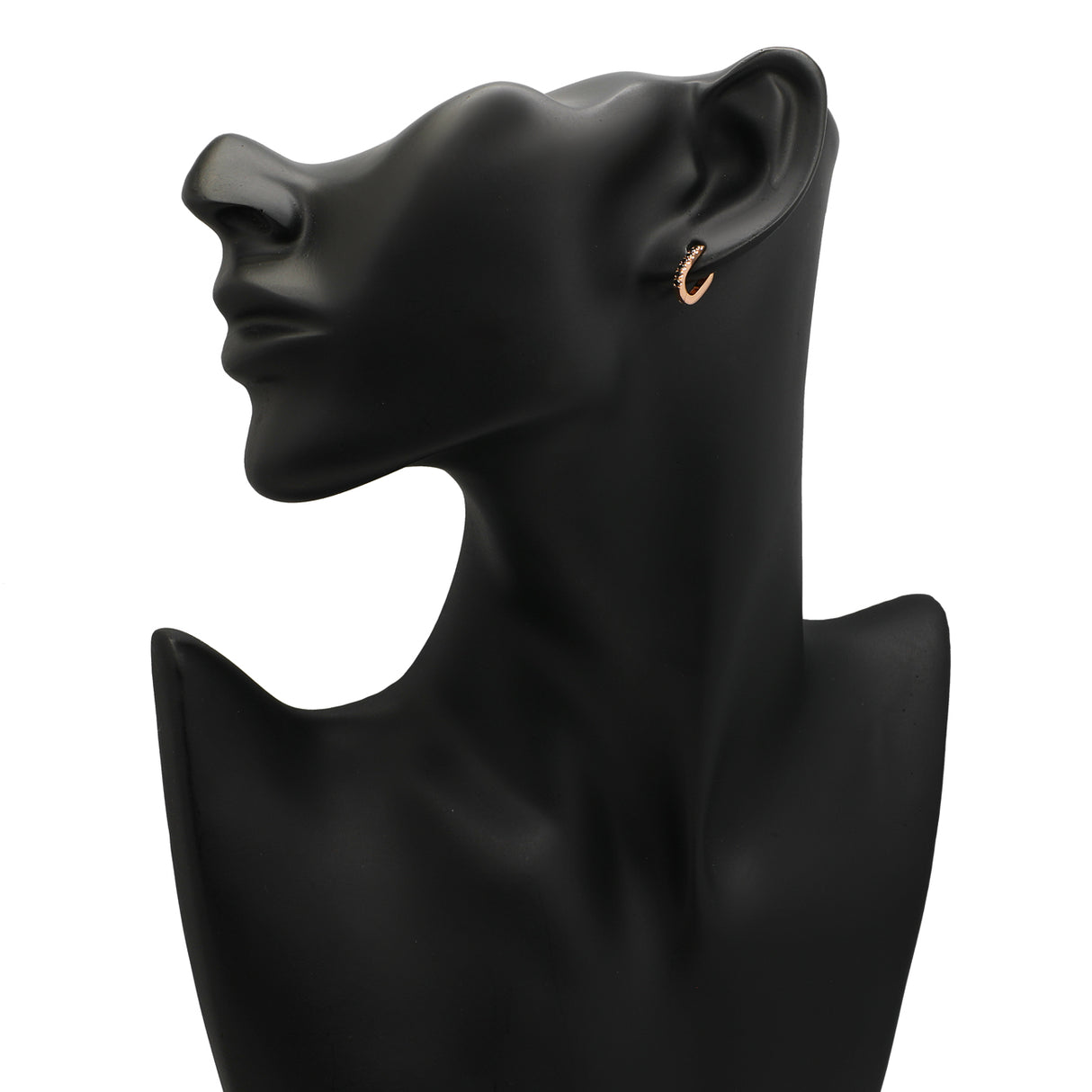 18K Rose Gold Black Diamond Huggie Earrings Fine Jewellery Modaselle