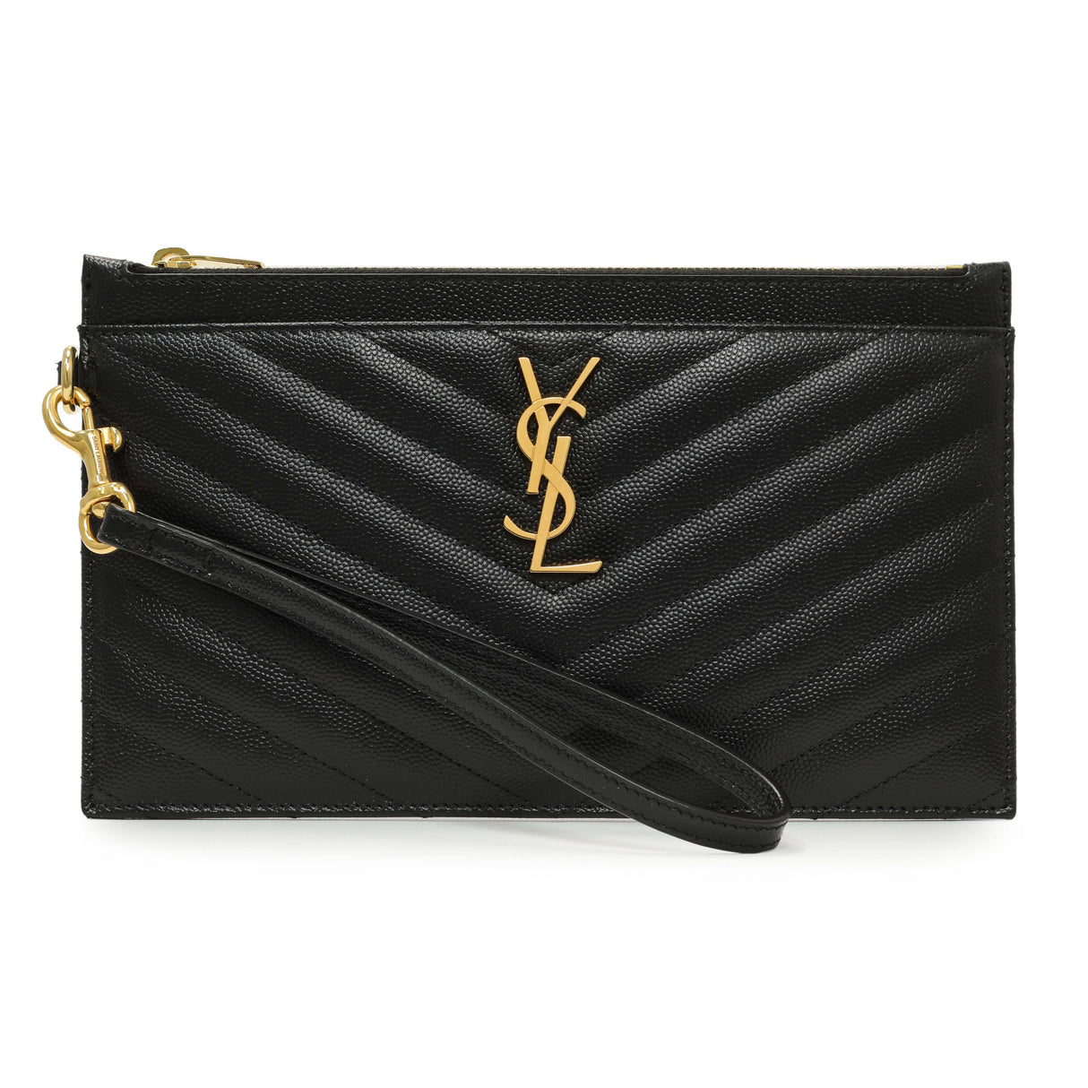 Saint Laurent Grain De Poudre Matelasse Chevron Monogram Large Bill Pouch Accessories Saint Laurent