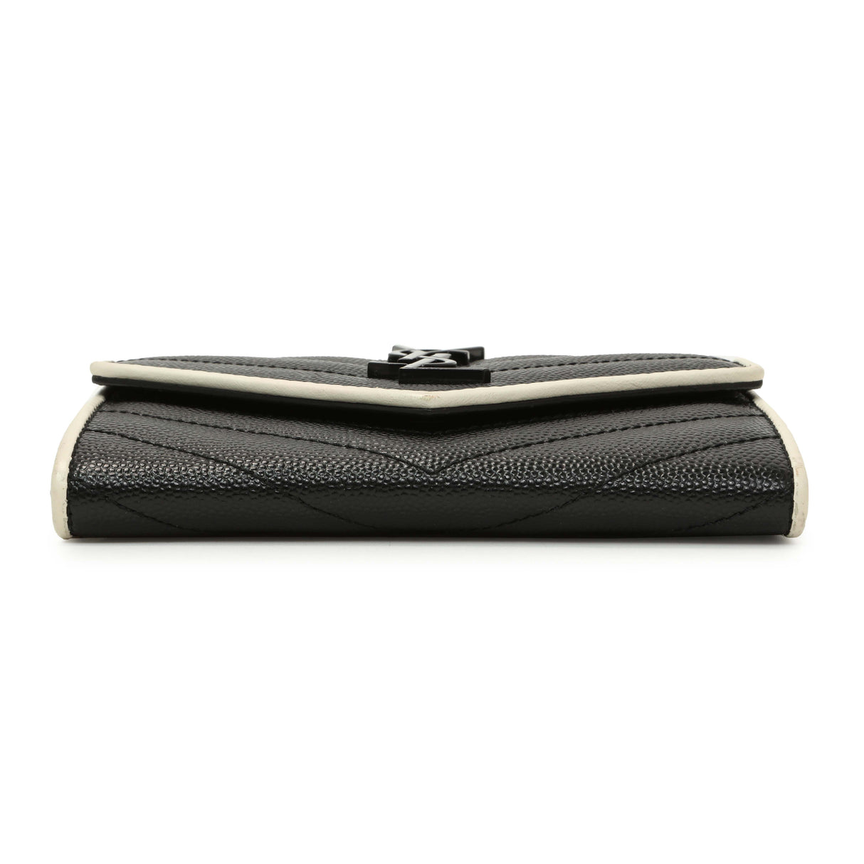 Saint Laurent Black Grain De Poudre Matelasse Chevron Monogram Envelope Wallet Accessories Saint Laurent