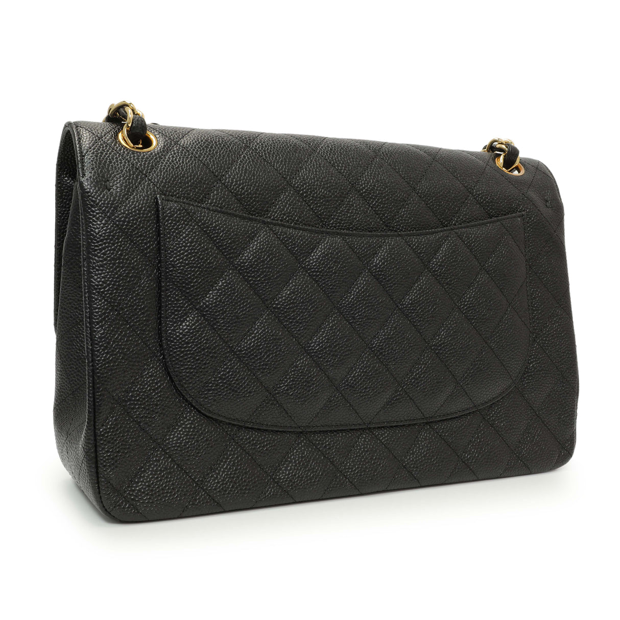 Chanel Black Quilted Caviar Jumbo Classic Double Flap Handbags Chanel
