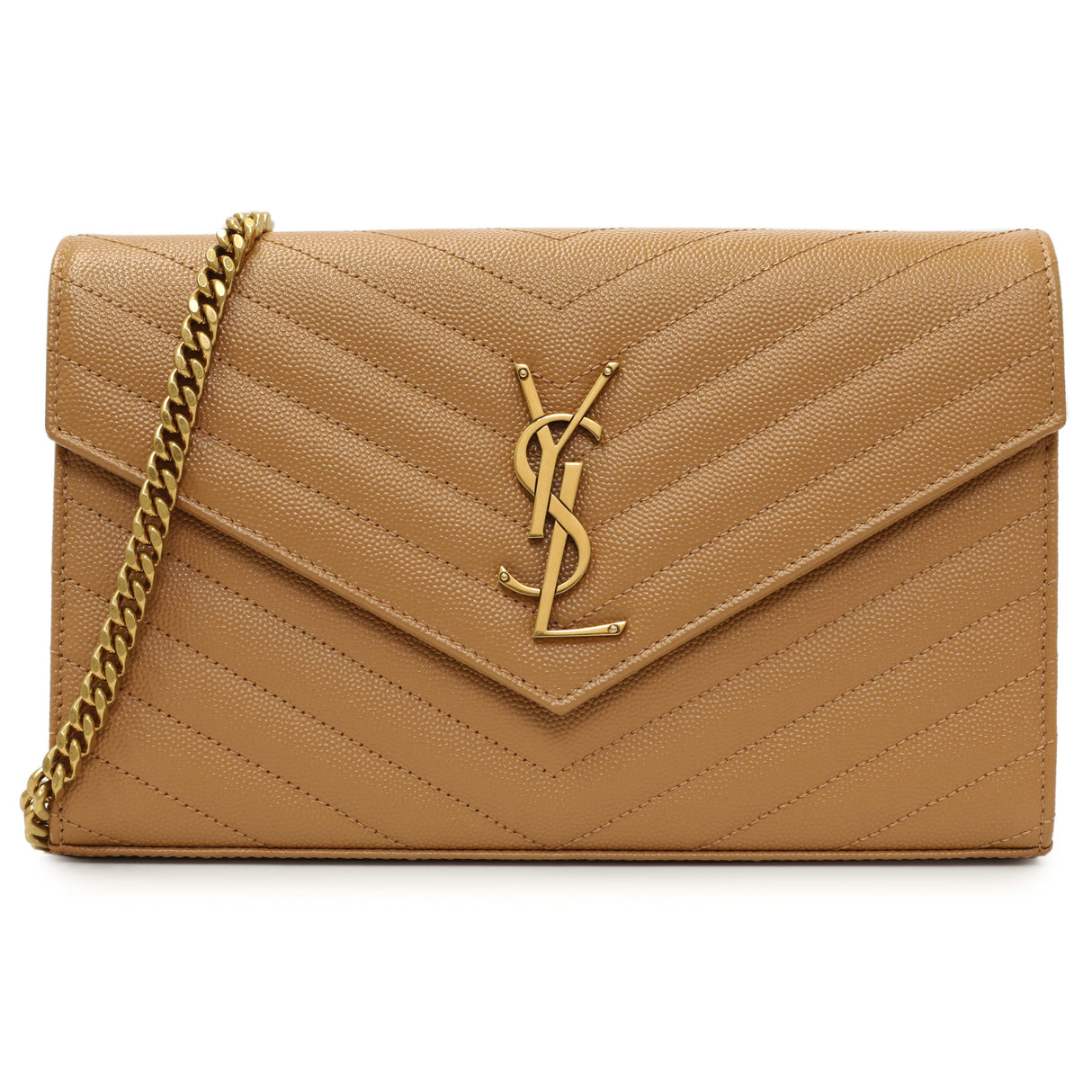 Saint Laurent Dune Grain De Poudre Matelasse Chevron Monogram Chain Wallet Handbags Saint Laurent