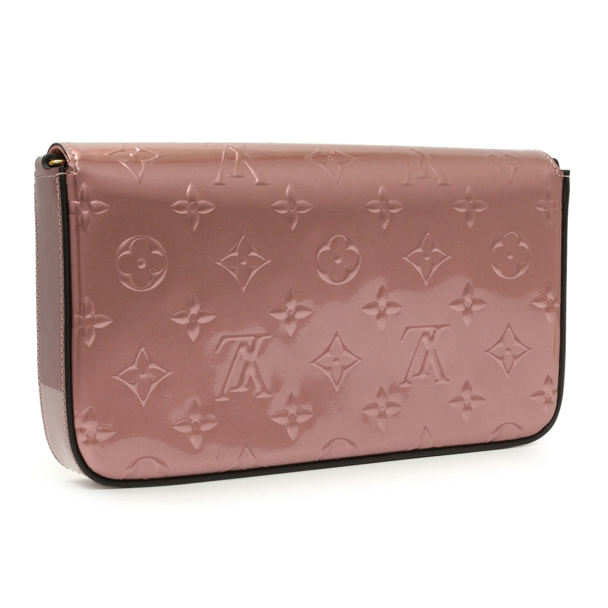 Louis Vuitton Metallic Pale Pink Vernis Pochette Felicie Chain Wallet Handbags Louis Vuitton