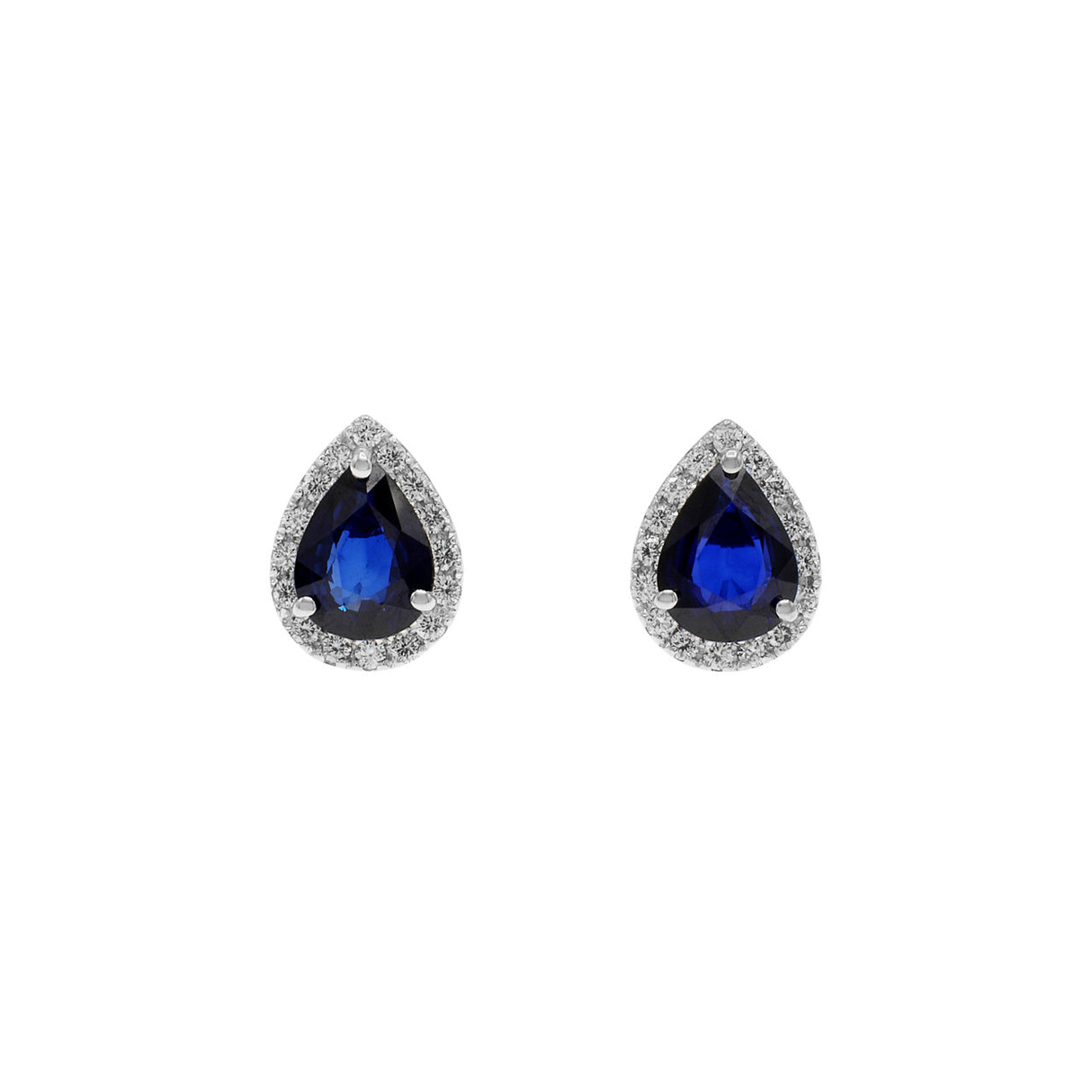 18K White Gold 3.08 Carat Sapphire Diamond Earrings Modaselle