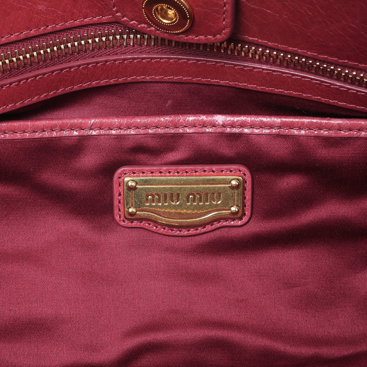 Miu Miu Pink Vitello Shine Double Zip Tote Handbags Miu Miu