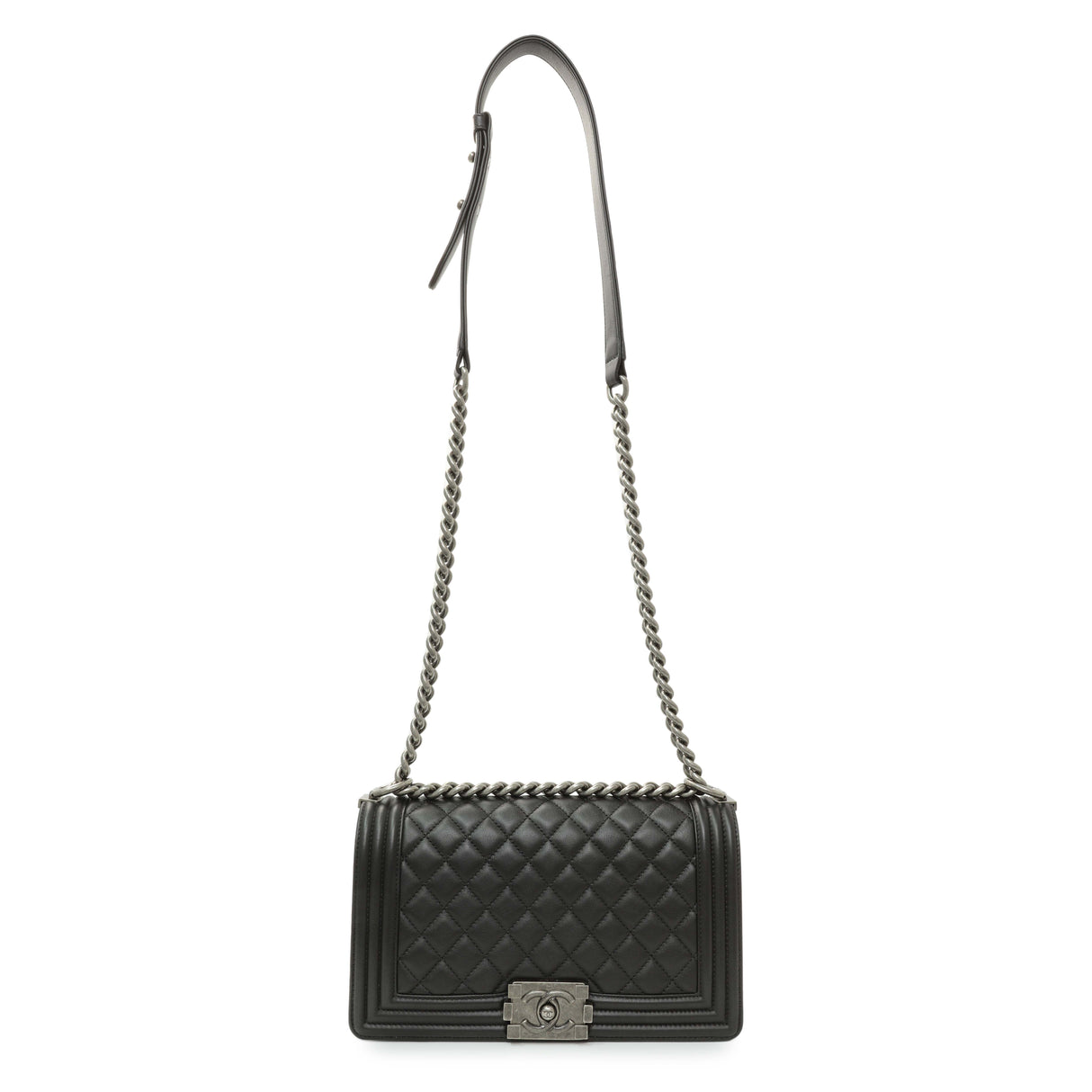 Chanel Black Quilted Lambskin Medium Boy Flap Handbags Chanel
