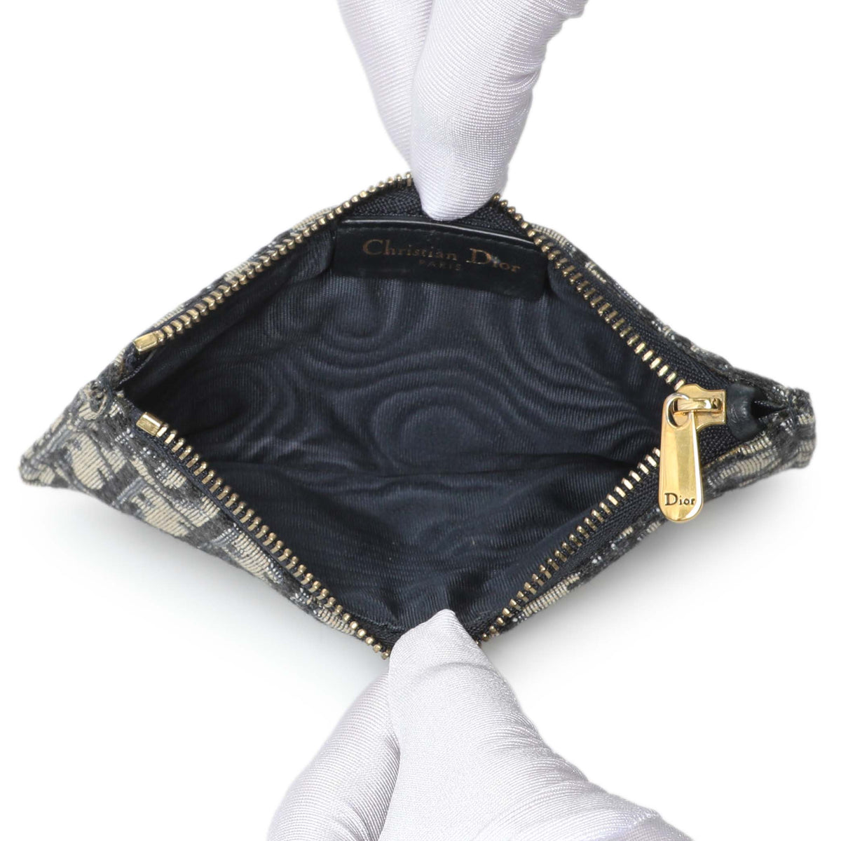 Christian Dior Blue Oblique Jacquard Small Sddle Pouch with Chain